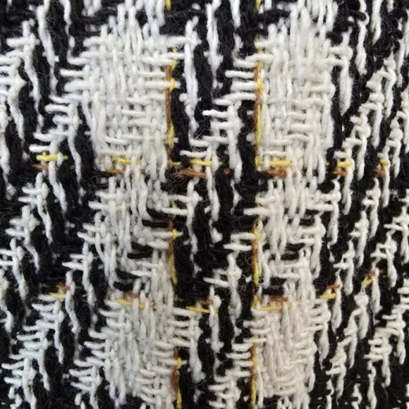 Women's Black White Tweed Plaid Jacket Coat Size 3XL Snaps Lined Linen Cotton - Picture 7 of 15